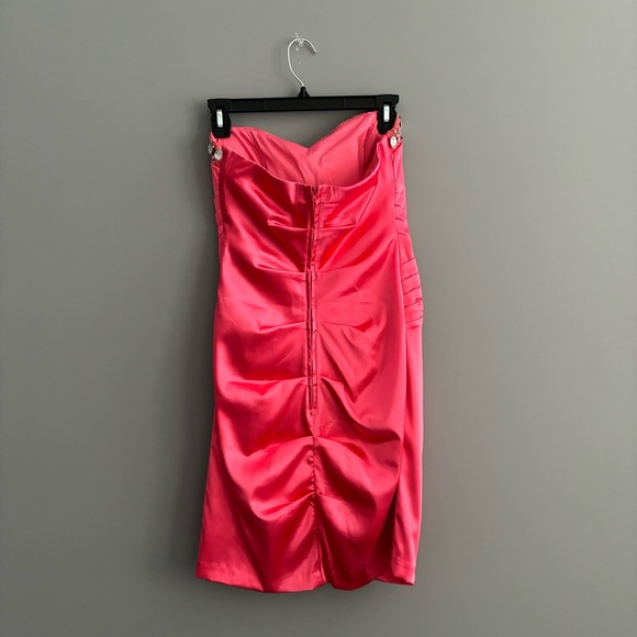Vintage Size 2 Pink Padded Strapless Bodycon Mini Prom Dress - Picture 6 of 13